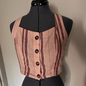 Button Up Halter Crop Top